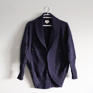 Wilfred Cocoon Open Front S Purple Raglan Long Sleeve Collared Sweater Cardigan